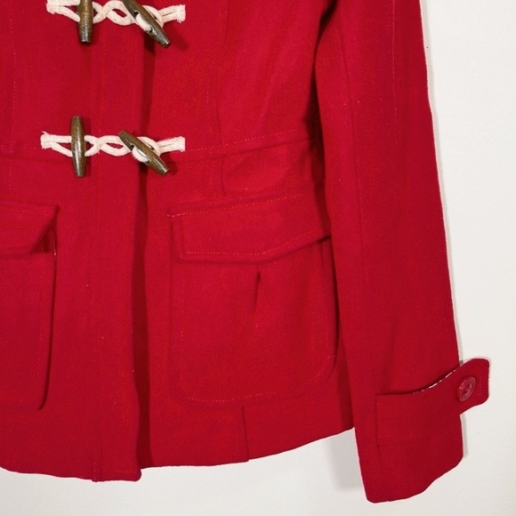 Anthropologie Tulle Red Toggle Button Coat - Picture 5 of 14